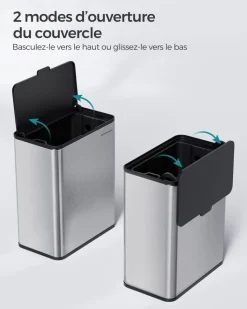 Clearance SONGMICS Poubelle de cuisine murale 8L avec couvercle argent métallique