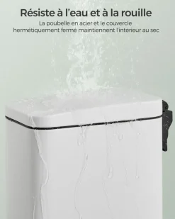 Sale SONGMICS Poubelle de salle de bain 10L avec pétale blanc