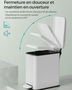 Sale SONGMICS Poubelle de salle de bain 10L avec pétale blanc