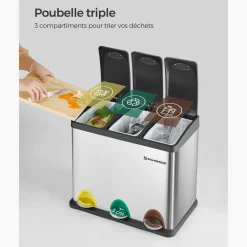 Store SONGMICS Poubelle de tri 3 x 8L