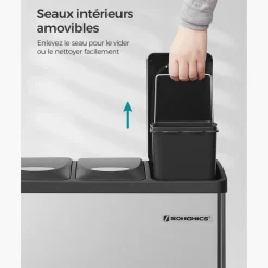 Store SONGMICS Poubelle de tri 3 x 8L
