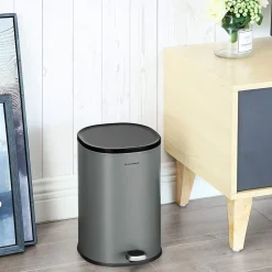 New SONGMICS Poubelle rond 30L argent