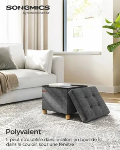 New SONGMICS Pouf 38 x 38 x 40 cm noir