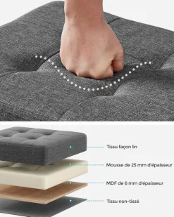 New SONGMICS Pouf 38 x 38 x 40 cm noir