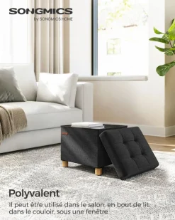 New SONGMICS Pouf 38 x 38 x 40 cm noir