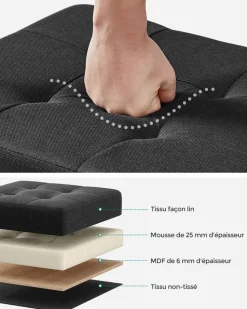 New SONGMICS Pouf 38 x 38 x 40 cm noir