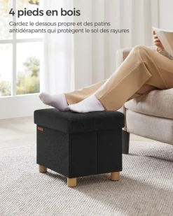 New SONGMICS Pouf 38 x 38 x 40 cm noir