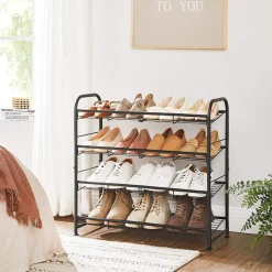 Outlet SONGMICS Rangement chaussures 4 niveaux Brun Vintage Noir