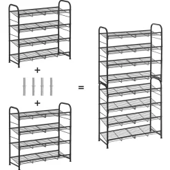 Outlet SONGMICS Rangement chaussures 4 niveaux Brun Vintage Noir