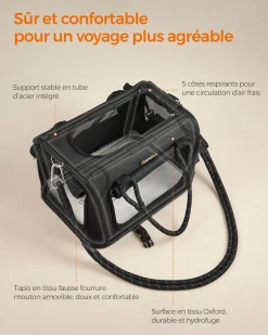 Online SONGMICS Sac transport chat chien pliable Noir Classique