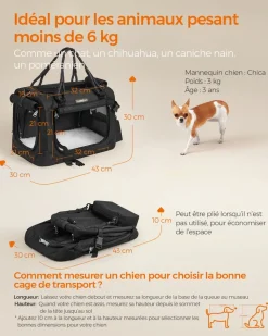 Online SONGMICS Sac transport chat chien pliable Noir Classique