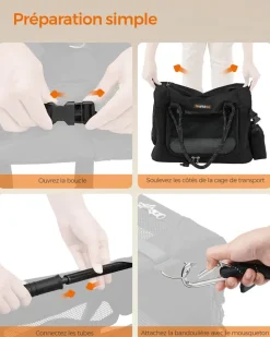 Online SONGMICS Sac transport chat chien pliable Noir Classique