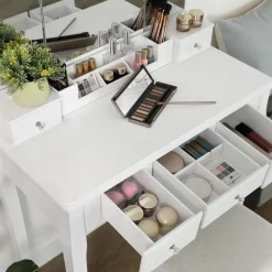 Store SONGMICS Set coiffeuse 3 miroirs sans cadre