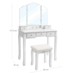 Store SONGMICS Set coiffeuse 3 miroirs sans cadre