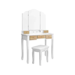 Store SONGMICS Set coiffeuse 3 miroirs sans cadre