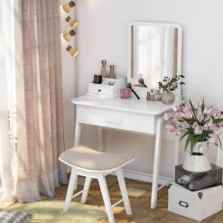 Store SONGMICS Set coiffeuse grand tiroir Blanc