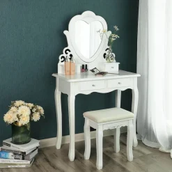 Cheap SONGMICS Set coiffeuse miroir cœur Blanc