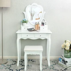 Cheap SONGMICS Set coiffeuse miroir cœur Blanc