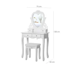 Cheap SONGMICS Set coiffeuse miroir cœur Blanc