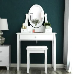 Hot SONGMICS Set coiffeuse miroir ovale