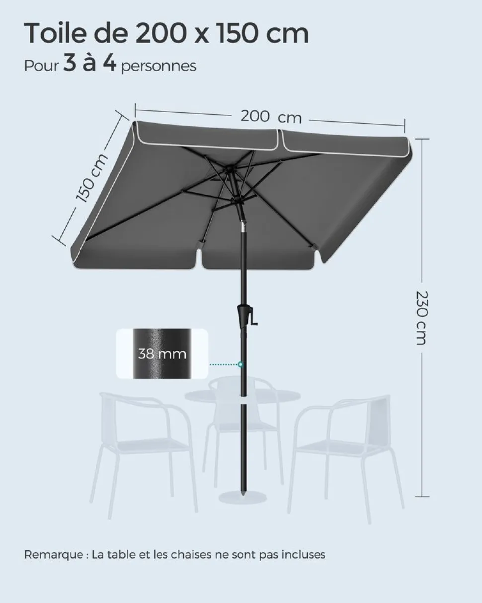 Fashion SONGMICS Store banne 3,5 x 2,5 m Gris