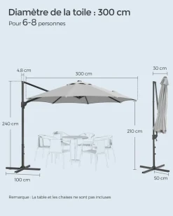 New SONGMICS Store latéral 1,8 x 4,5 m gris