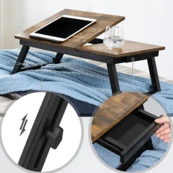 Best SONGMICS Support ordinateur rustique Brun Vintage Noir