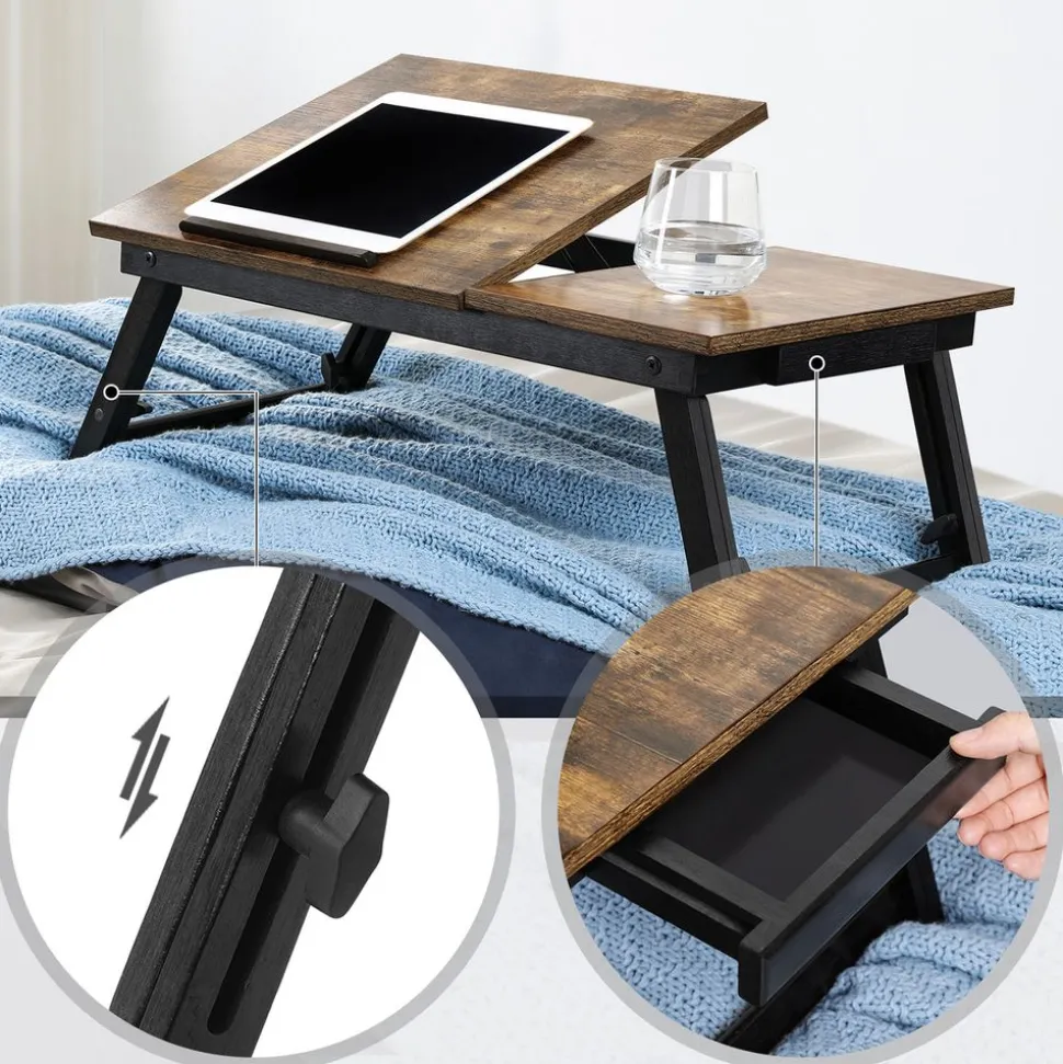 Best SONGMICS Support ordinateur rustique Brun Vintage Noir