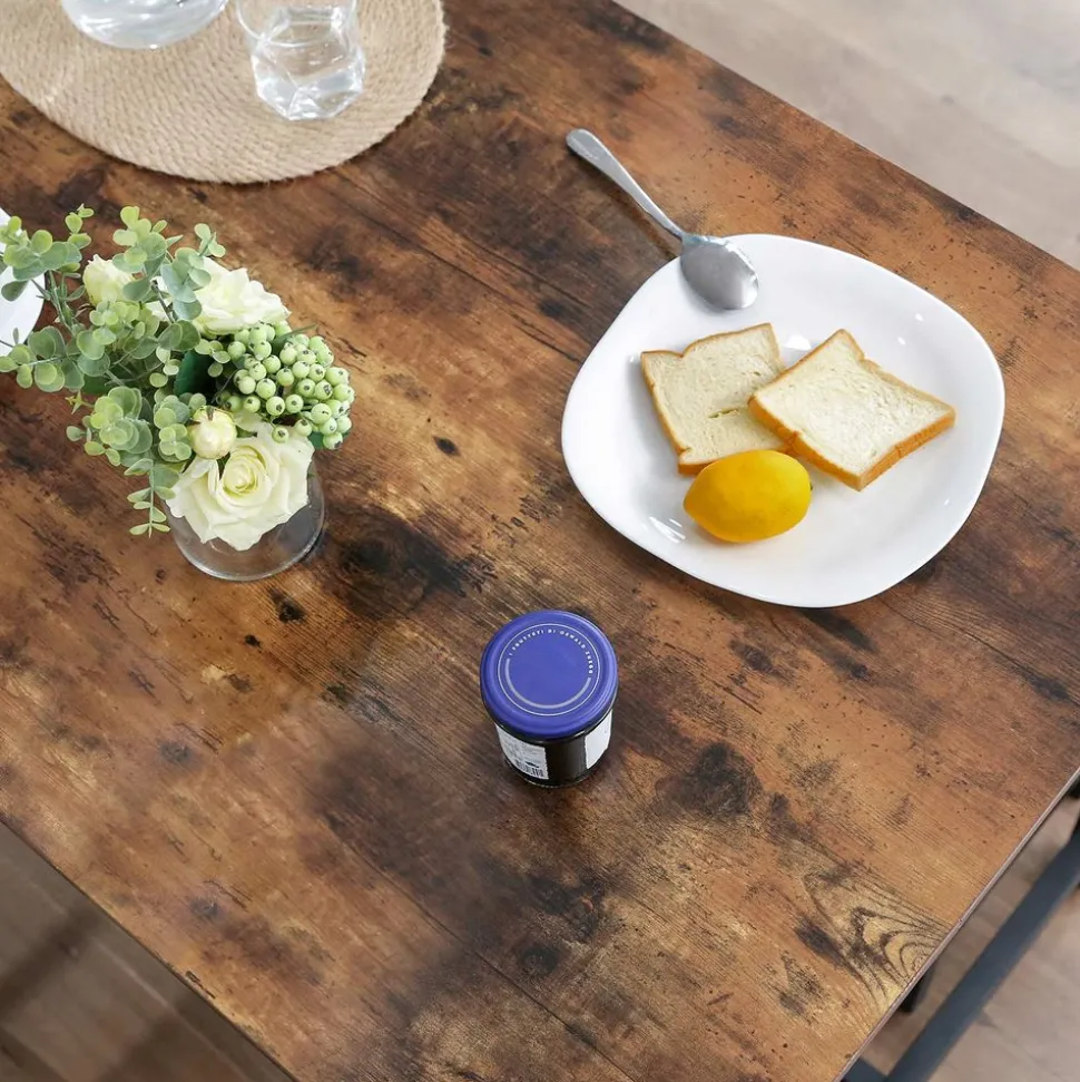 Clearance SONGMICS Table à manger industriel Brun Vintage Noir