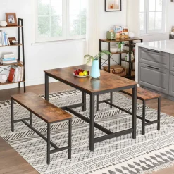 Clearance SONGMICS Table à manger industriel Brun Vintage Noir