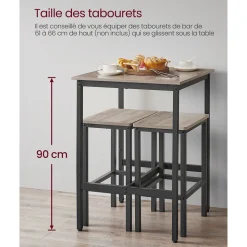 Discount SONGMICS Table bar carré industriel