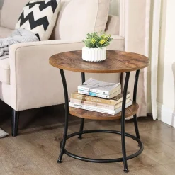 Sale SONGMICS Table basse à 2 niveaux style boho beige chêne