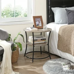 Sale SONGMICS Table basse à 2 niveaux style boho beige chêne