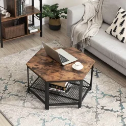 Flash Sale SONGMICS Table basse hexagonale industriel Marron Rustique