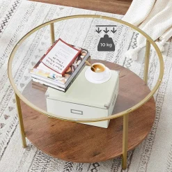 Outlet SONGMICS Table basse marron noisette doré Beige