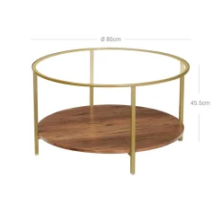 Outlet SONGMICS Table basse marron noisette doré Beige