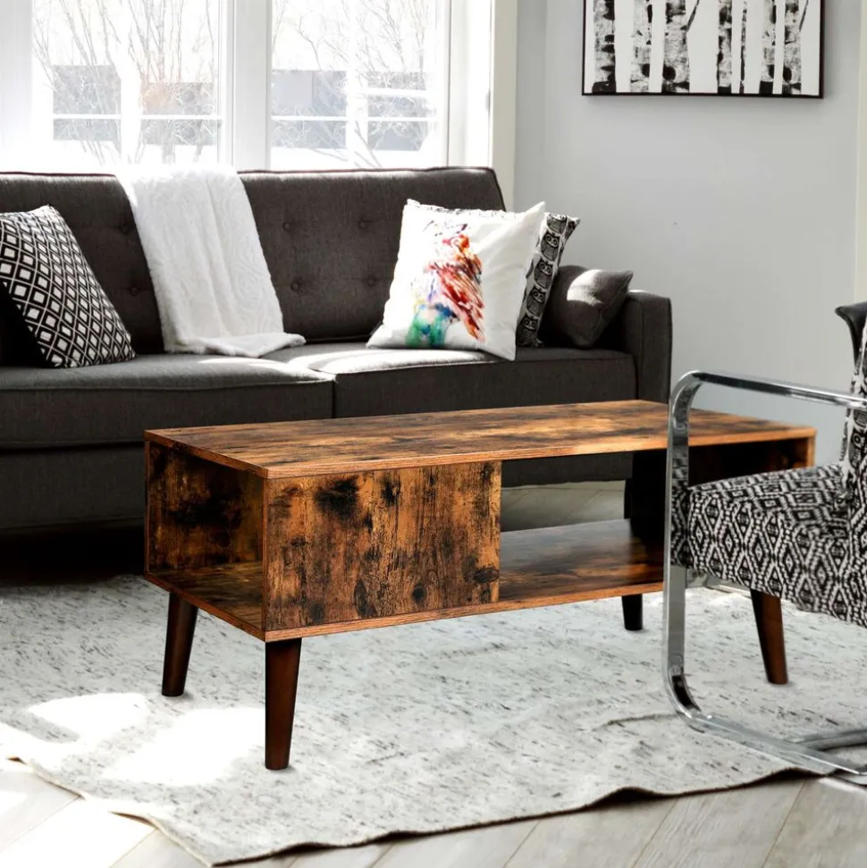 Sale SONGMICS Table basse ouverte industriel Marron Rustique