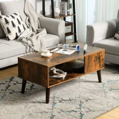 Sale SONGMICS Table basse ouverte industriel Marron Rustique