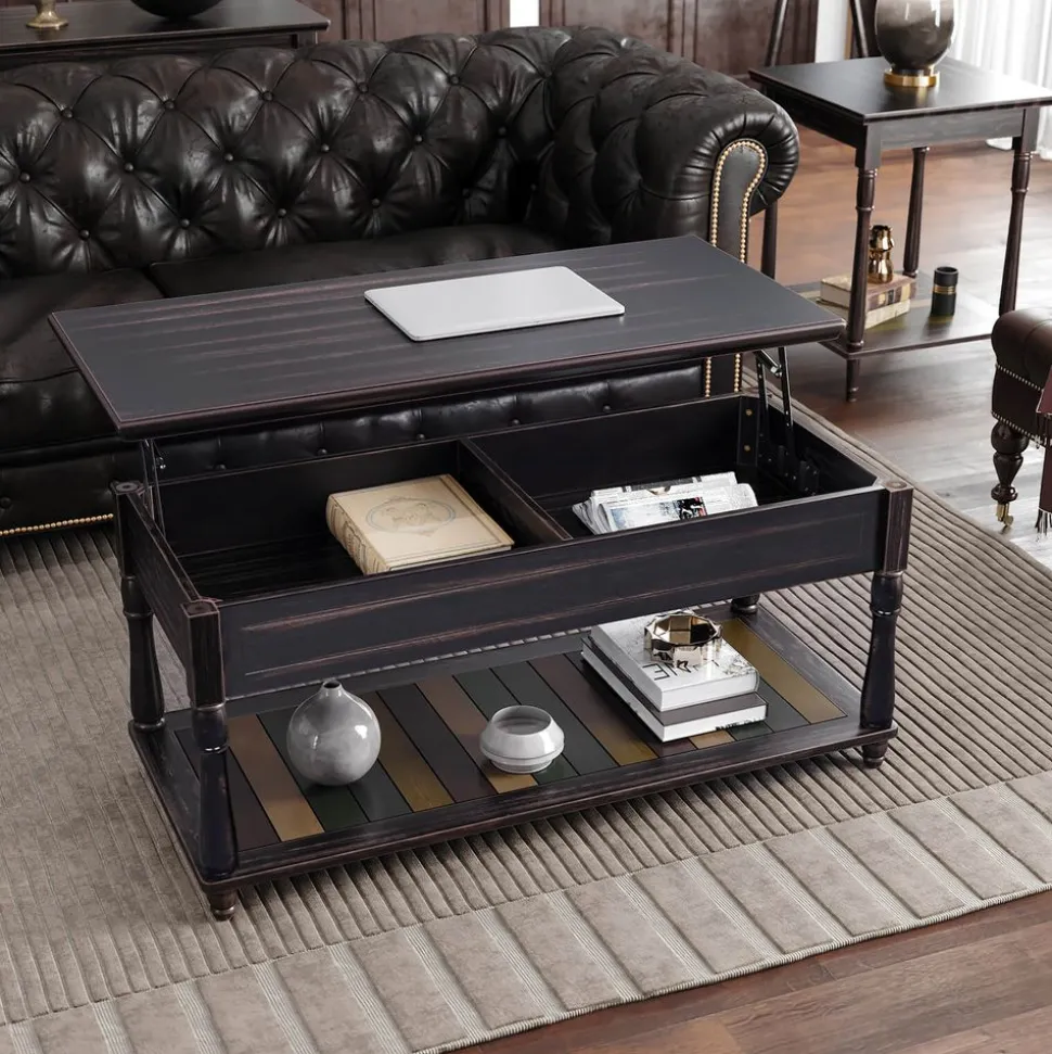 Discount SONGMICS Table basse ouvrable brun Gris