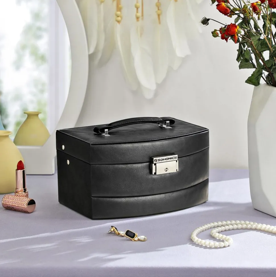 New SONGMICS Table basse ronde Brun Vintage Noir