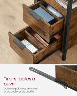 Sale SONGMICS Table basse ronde avec panier noir boisé et turquoise foncé