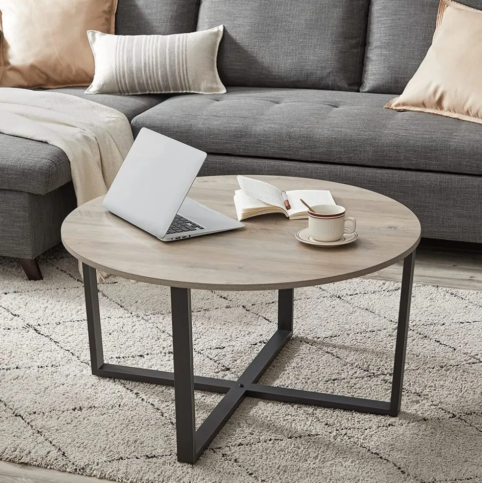 Discount SONGMICS Table basse ronde grège