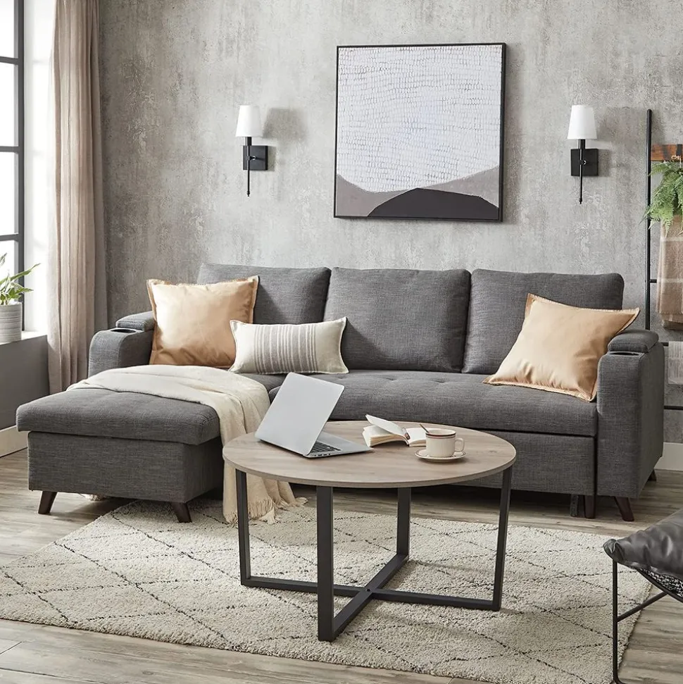 Discount SONGMICS Table basse ronde grège