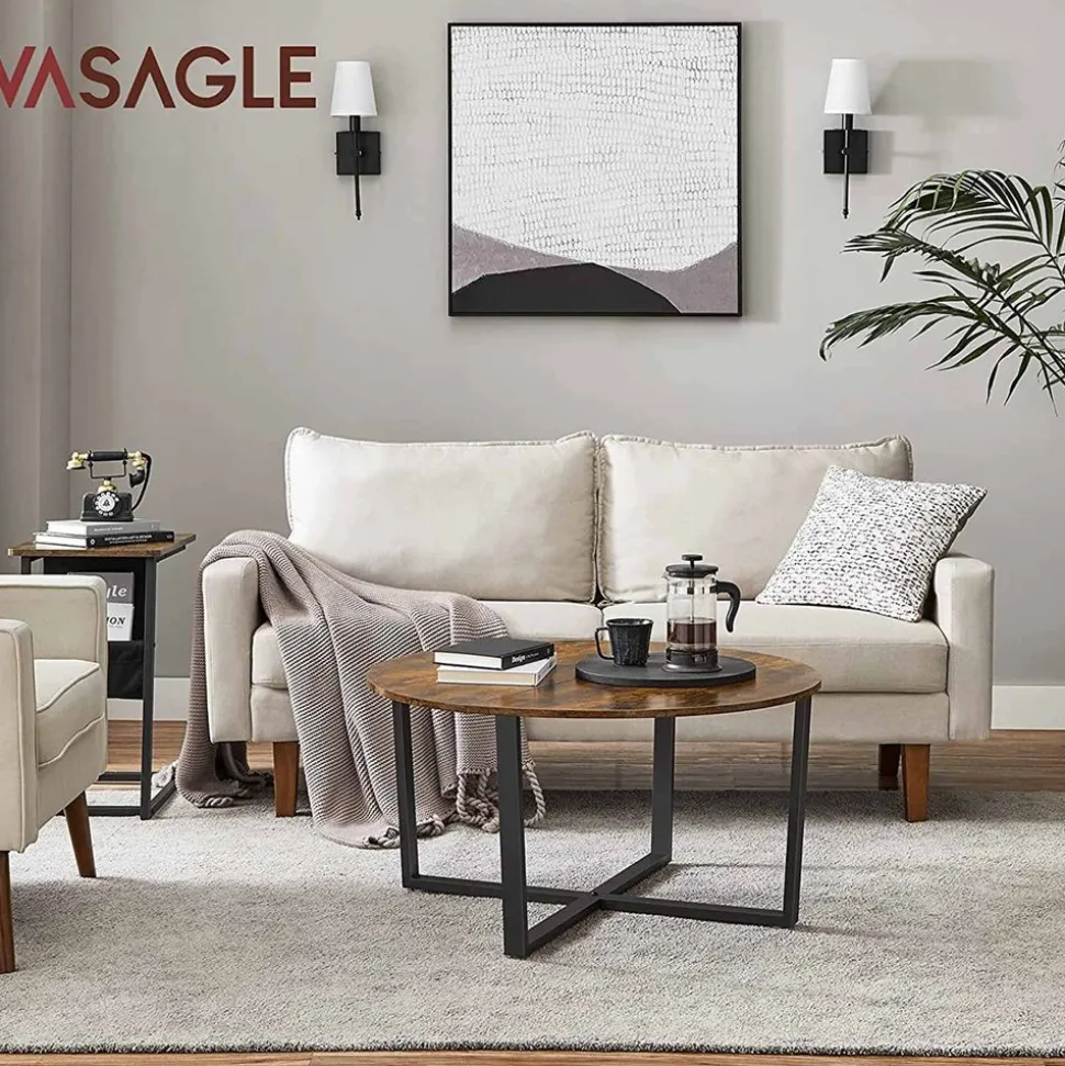 Discount SONGMICS Table basse ronde grège