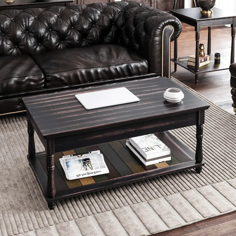 Clearance SONGMICS Table basse rustique multicolore Gris