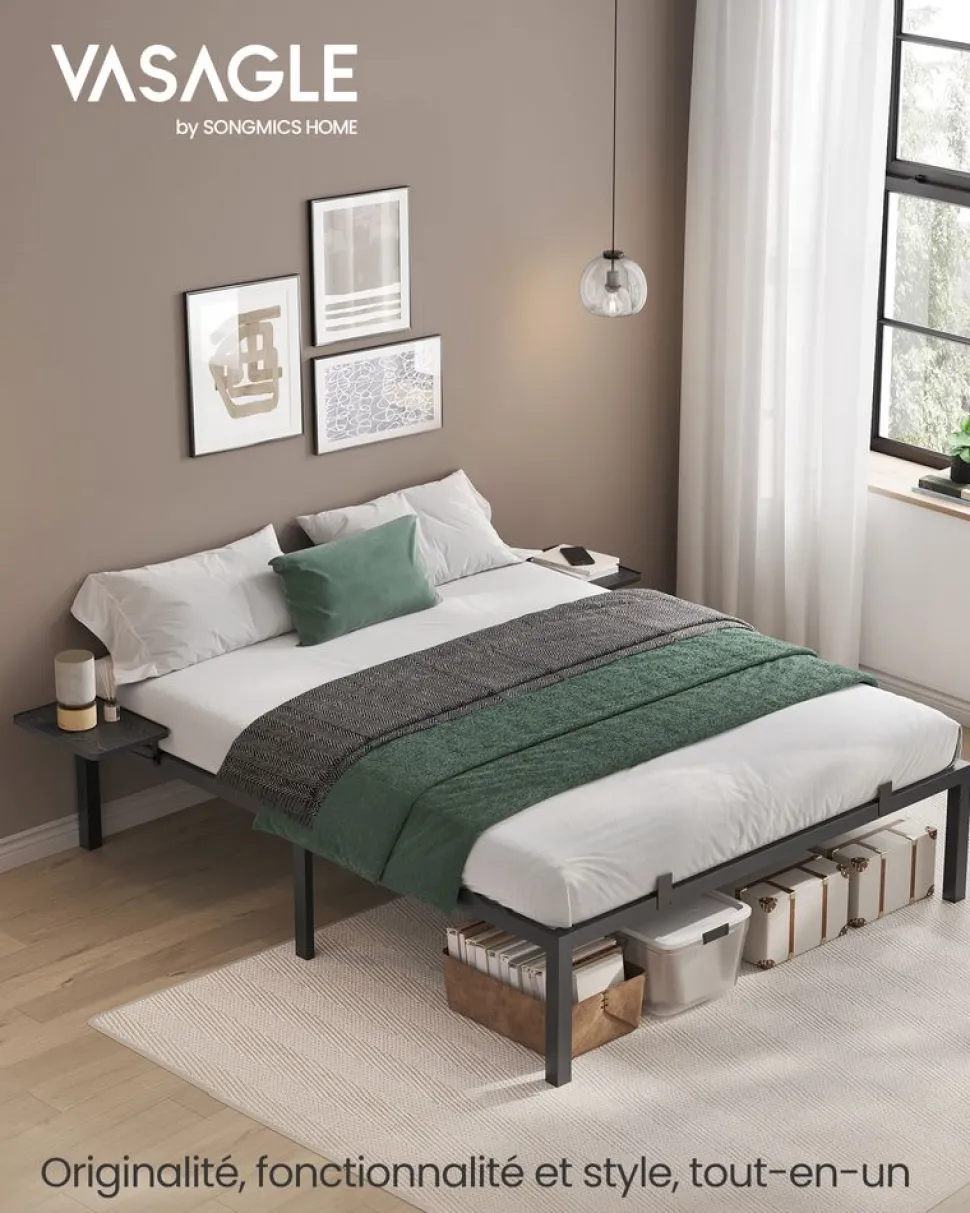 Shop SONGMICS Table basse verre doré