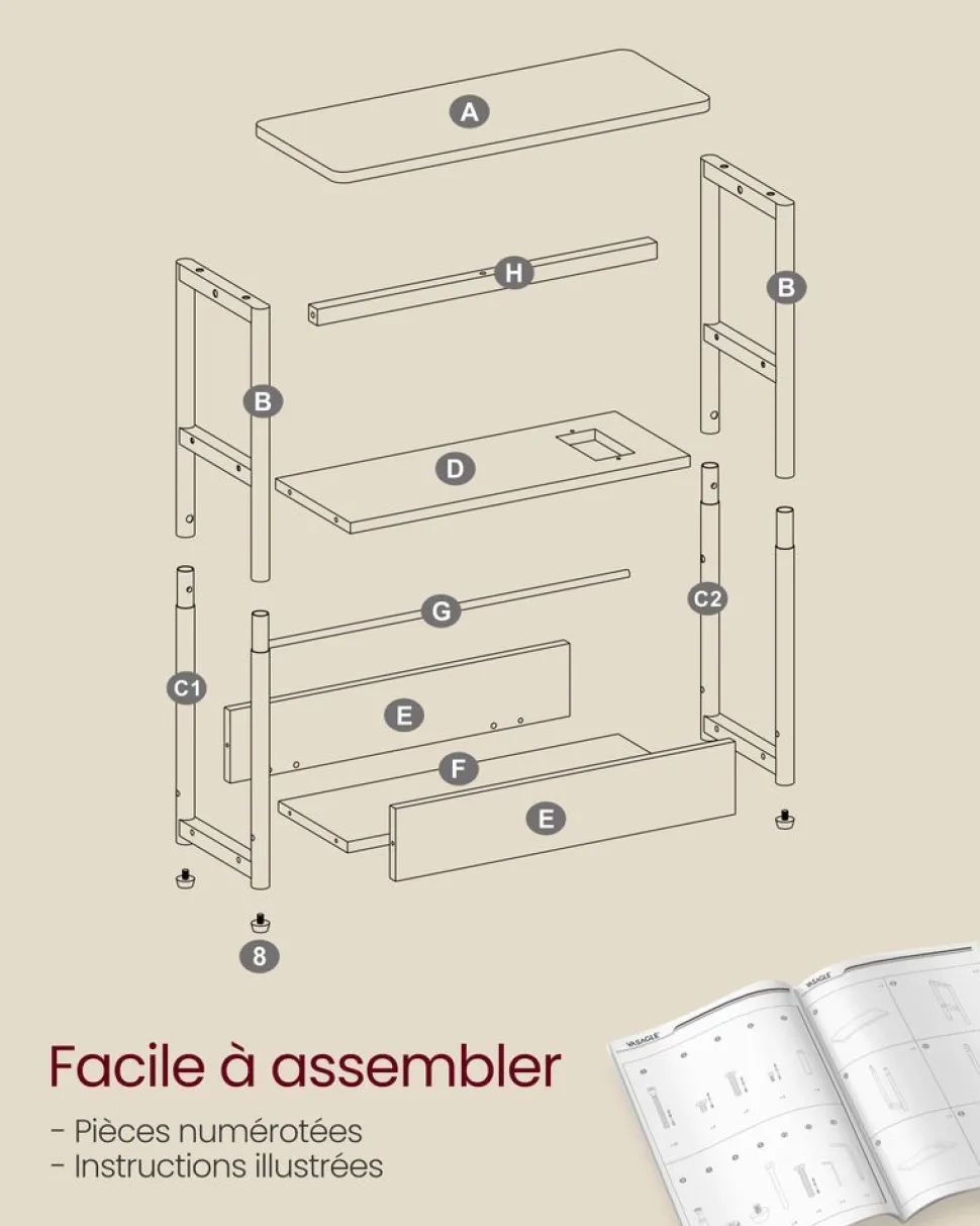 Best SONGMICS Table basse verre doré