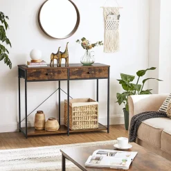 New SONGMICS Table console 2 tiroirs Noir