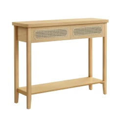 New SONGMICS Table console 2 tiroirs style boho beige chêne