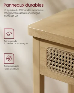 New SONGMICS Table console 2 tiroirs style boho beige chêne